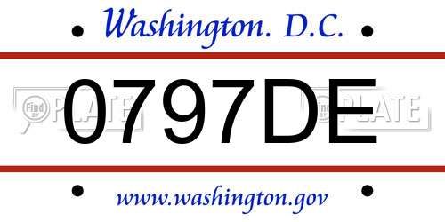 0797DE District Of Columbia License Plate