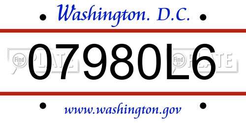 07980L6 District Of Columbia License Plate