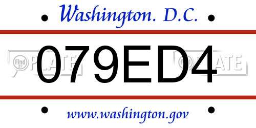 079ED4 District Of Columbia License Plate