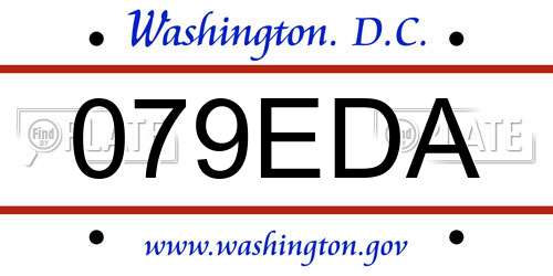 079EDA District Of Columbia License Plate