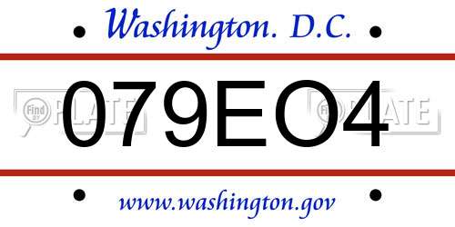 079EO4 District Of Columbia License Plate