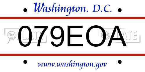 079EOA District Of Columbia License Plate