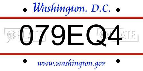 079EQ4 District Of Columbia License Plate