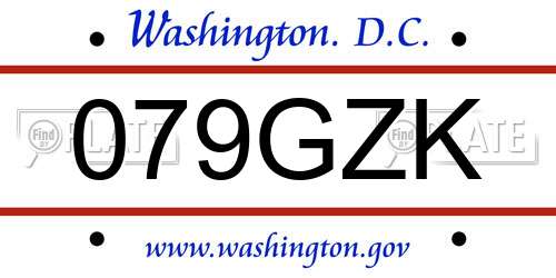 079GZK District Of Columbia License Plate
