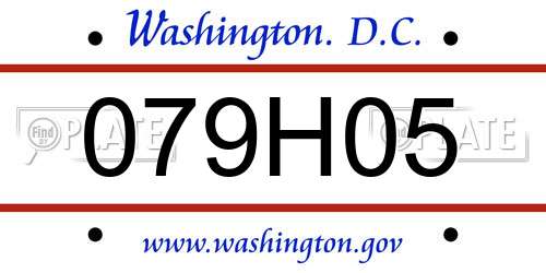079H05 District Of Columbia License Plate