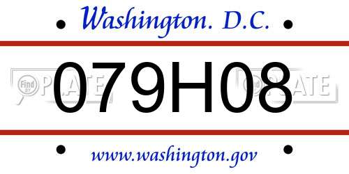 079H08 District Of Columbia License Plate