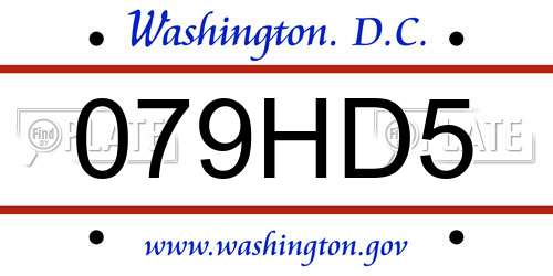 079HD5 District Of Columbia License Plate