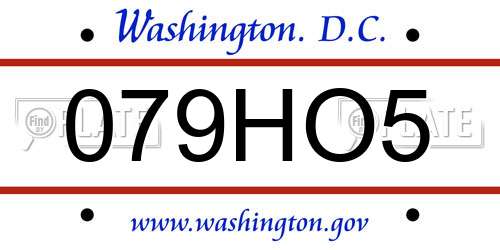 079HO5 District Of Columbia License Plate