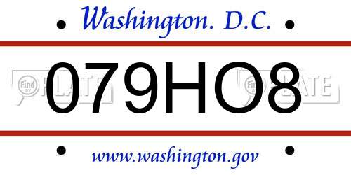 079HO8 District Of Columbia License Plate