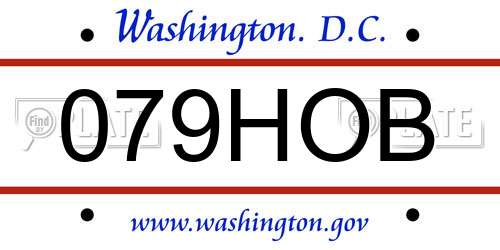 079HOB District Of Columbia License Plate