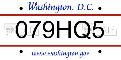079HQ5 District Of Columbia License Plate