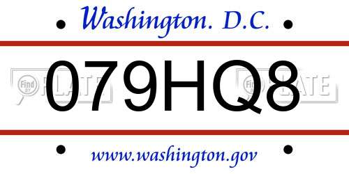 079HQ8 District Of Columbia License Plate