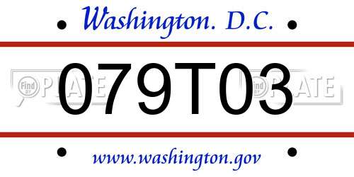 079T03 District Of Columbia License Plate