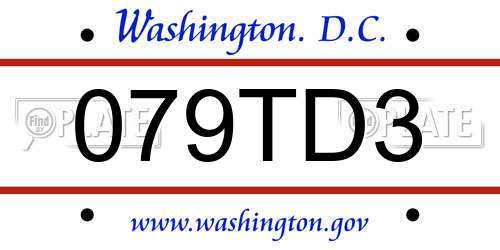 079TD3 District Of Columbia License Plate
