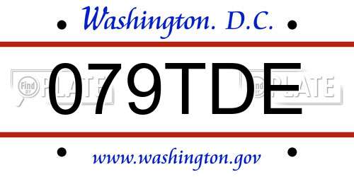 079TDE District Of Columbia License Plate