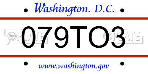 079TO3 District Of Columbia License Plate