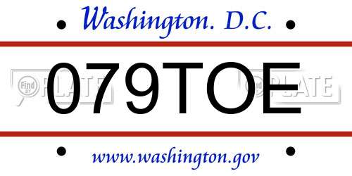 079TOE District Of Columbia License Plate