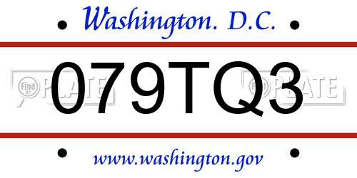 079TQ3 District Of Columbia License Plate