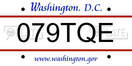 079TQE District Of Columbia License Plate