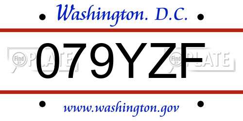 079YZF District Of Columbia License Plate
