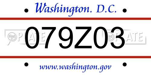 079Z03 District Of Columbia License Plate
