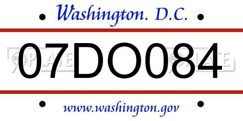 07DO084 District Of Columbia License Plate