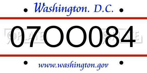 07OO084 District Of Columbia License Plate