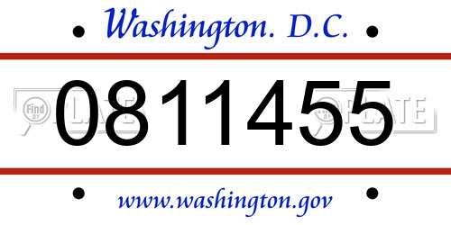 0811455 District Of Columbia License Plate