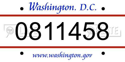 0811458 District Of Columbia License Plate