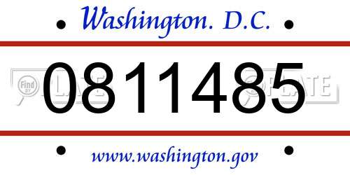 0811485 District Of Columbia License Plate