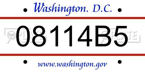 08114B5 District Of Columbia License Plate