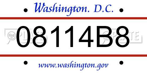 08114B8 District Of Columbia License Plate