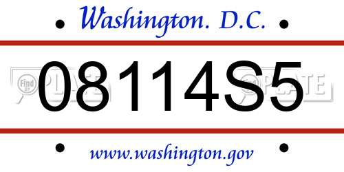 08114S5 District Of Columbia License Plate