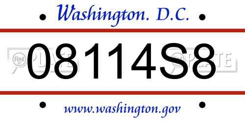 08114S8 District Of Columbia License Plate
