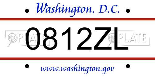 0812ZL District Of Columbia License Plate