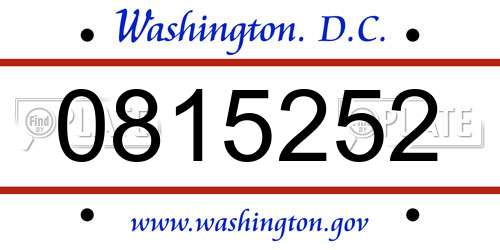0815252 District Of Columbia License Plate