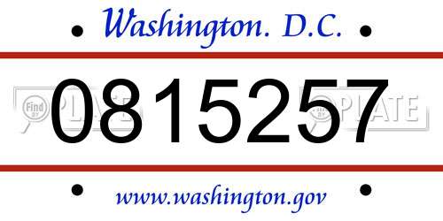 0815257 District Of Columbia License Plate