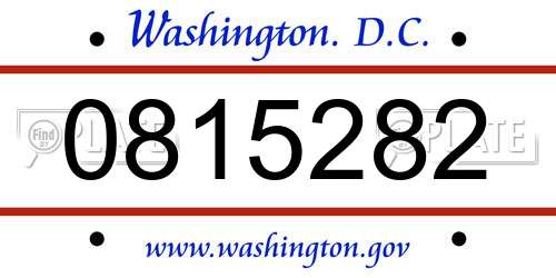 0815282 District Of Columbia License Plate