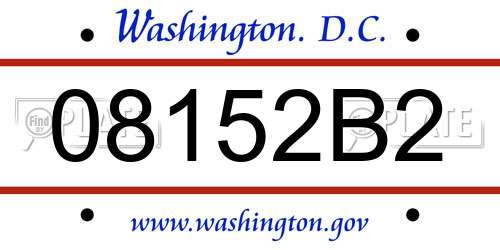 08152B2 District Of Columbia License Plate