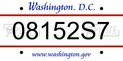 08152S7 District Of Columbia License Plate