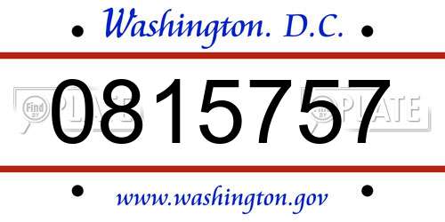 0815757 District Of Columbia License Plate