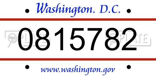 0815782 District Of Columbia License Plate