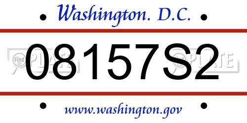 08157S2 District Of Columbia License Plate
