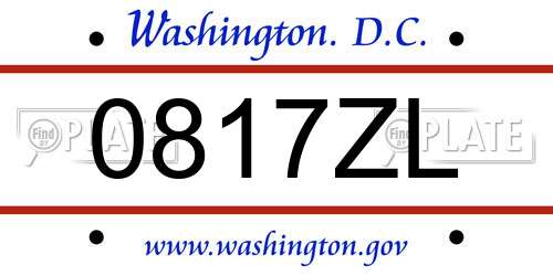 0817ZL District Of Columbia License Plate