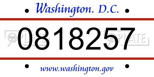 0818257 District Of Columbia License Plate