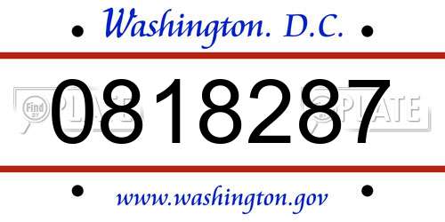0818287 District Of Columbia License Plate