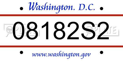 08182S2 District Of Columbia License Plate