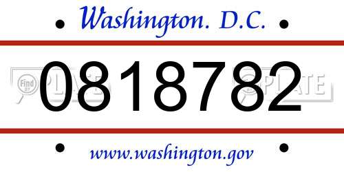 0818782 District Of Columbia License Plate