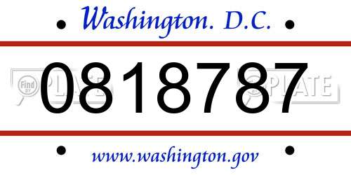 0818787 District Of Columbia License Plate