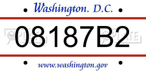 08187B2 District Of Columbia License Plate